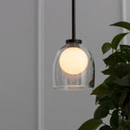 Contemporary Scandinavian Oval Iron Glass 1-Light Pendant Light For Living Room