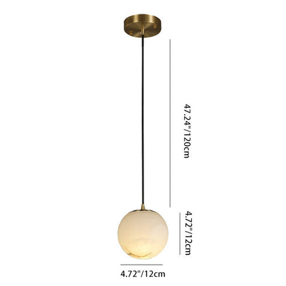 Contemporary Nordic Globe Copper Stone 1-Light Pendant Light For Living Room