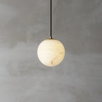 Contemporary Nordic Globe Copper Stone 1-Light Pendant Light For Living Room