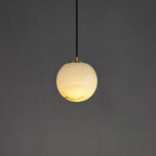 Contemporary Nordic Globe Copper Stone 1-Light Pendant Light For Living Room
