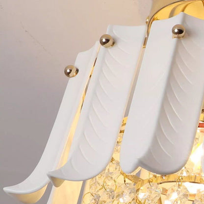 Traditional Vintage Teardrop Iron Ceramic Crystal 1-Light Semi-Flush Mount Ceiling Light For Living Room