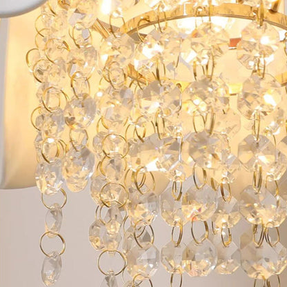 Traditional Vintage Teardrop Iron Ceramic Crystal 1-Light Semi-Flush Mount Ceiling Light For Living Room