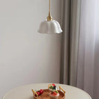 Contemporary Nordic Dome Copper Ceramic 1-light Pendant Light for Living Room BulbSquare