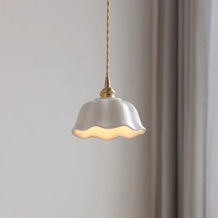 Contemporary Nordic Dome Copper Ceramic 1-light Pendant Light for Living Room BulbSquare