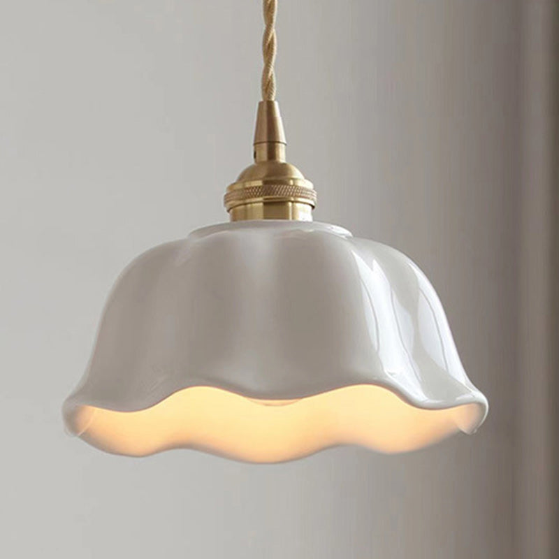 Contemporary Nordic Dome Copper Ceramic 1-light Pendant Light for Living Room BulbSquare