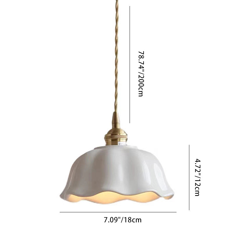 Contemporary Nordic Dome Copper Ceramic 1-light Pendant Light for Living Room BulbSquare