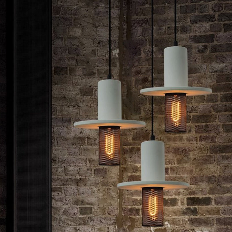 Contemporary Scandinavian Column Iron Cement 1-light Pendant Light for Living Room BulbSquare