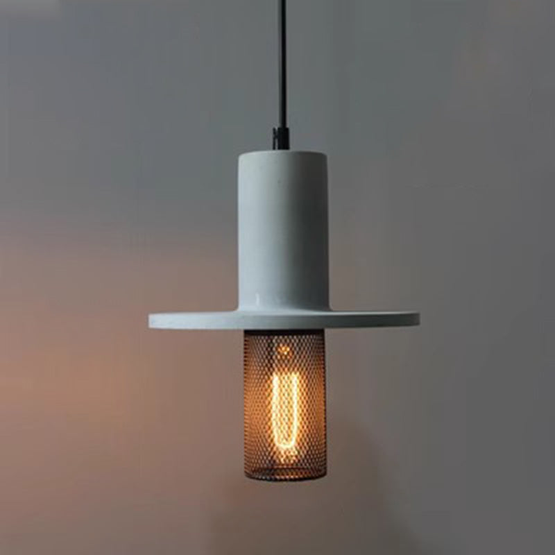 Contemporary Scandinavian Column Iron Cement 1-light Pendant Light for Living Room BulbSquare
