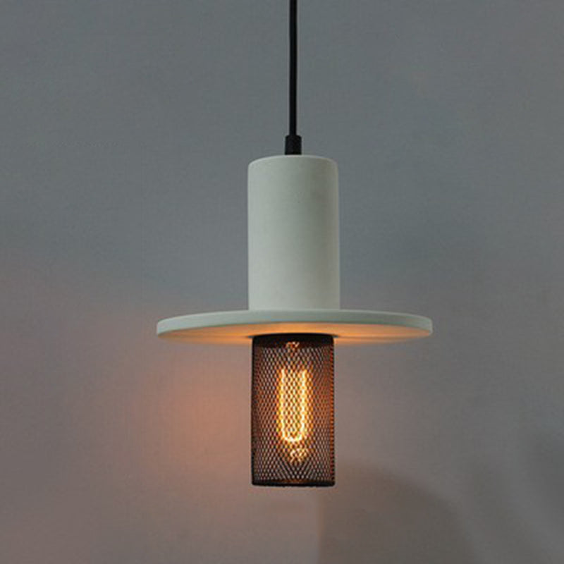 Contemporary Scandinavian Column Iron Cement 1-light Pendant Light for Living Room BulbSquare