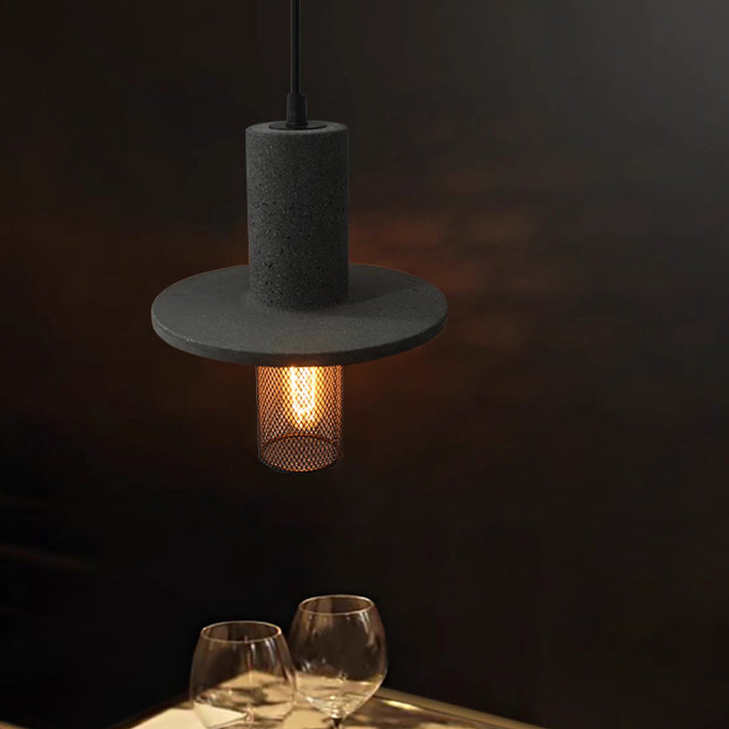 Contemporary Scandinavian Column Iron Cement 1-light Pendant Light for Living Room BulbSquare