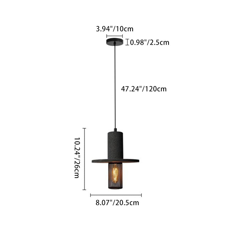 Contemporary Scandinavian Column Iron Cement 1-light Pendant Light for Living Room BulbSquare