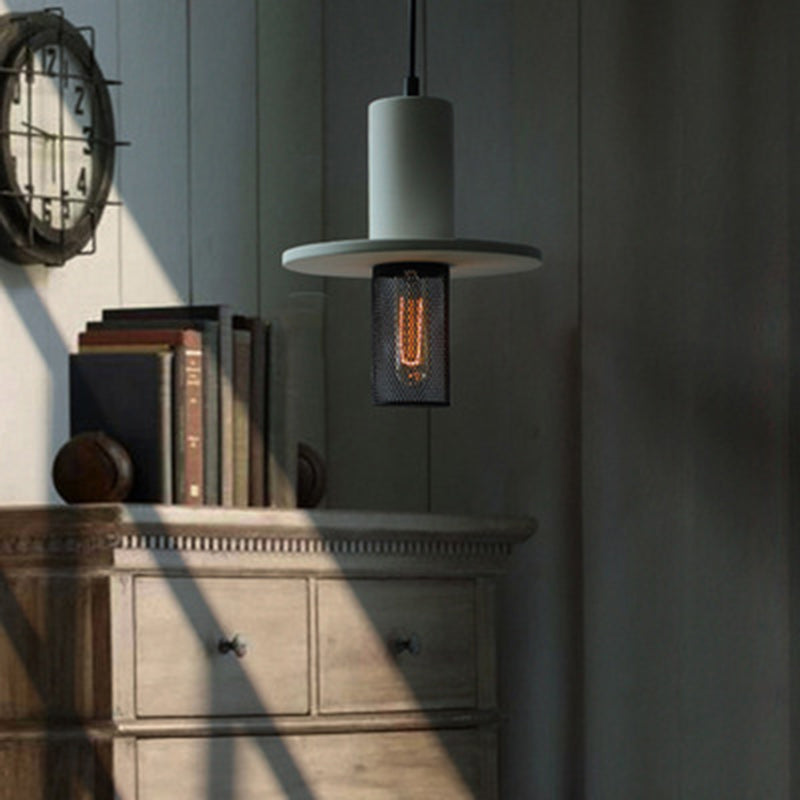 Contemporary Scandinavian Column Iron Cement 1-light Pendant Light for Living Room BulbSquare
