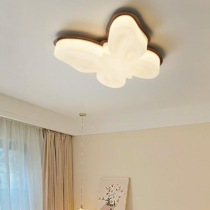 Contemporary Nordic Butterfly Iron Plastic LED Kids Semi-flush Mount Ceiling Light for Living Room