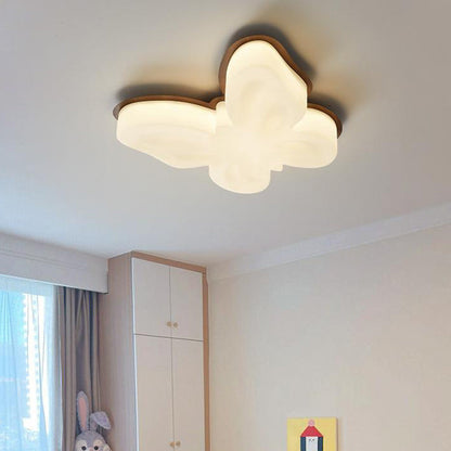 Contemporary Nordic Butterfly Iron Plastic LED Kids Semi-flush Mount Ceiling Light for Living Room