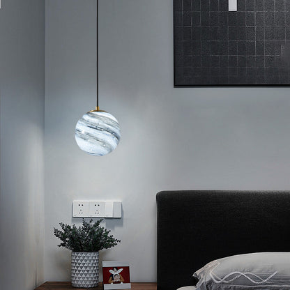 Contemporary Scandinavian Globe Iron Glass 1-Light Pendant Light For Living Room