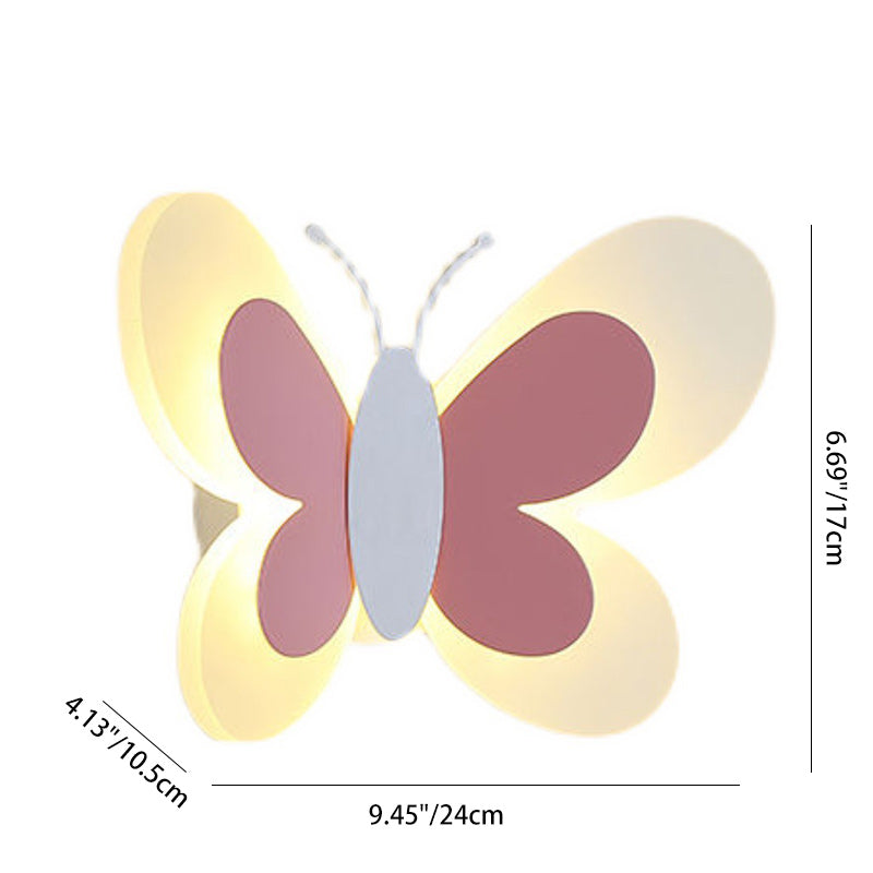 Lumendat Contemporary Creative Butterfly Iron Glass LED Kids Wall Sconce Lamp For Living Room Lumendat