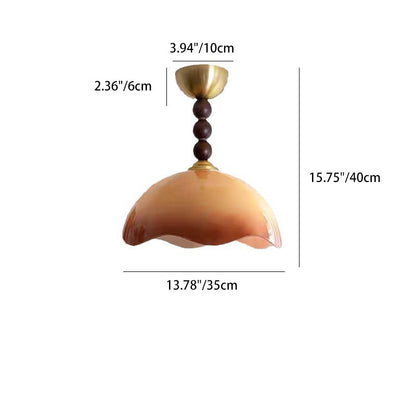 Traditional Vintage Dome Iron Wood Glass 1-Light Semi-Flush Mount Ceiling Light For Living Room