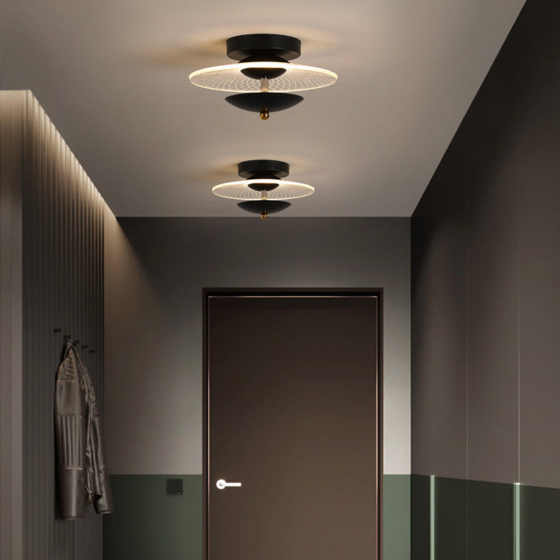 Contemporary Nordic Round Iron Acrylic LED Semi-flush Mount Ceiling Light for Living Room