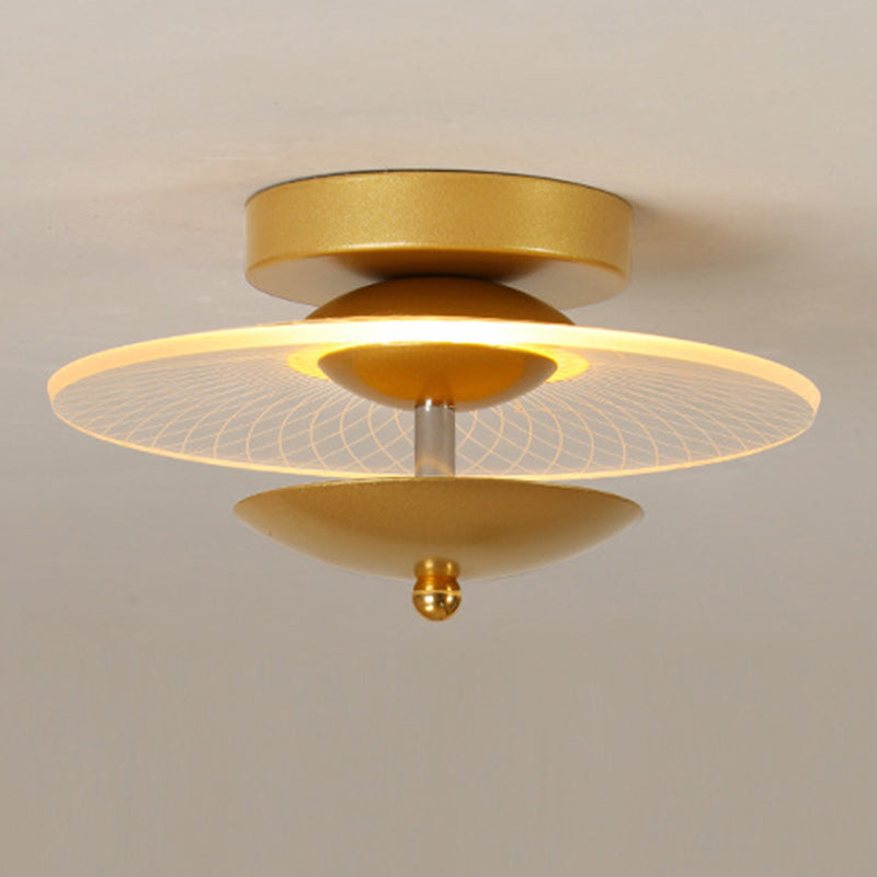 Contemporary Nordic Round Iron Acrylic LED Semi-flush Mount Ceiling Light for Living Room