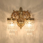 Traditional French Teardrop Copper Crystal 1/2-Light Wall Sconce Lamp For Living Room