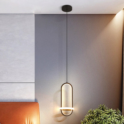 Contemporary Nordic Oval Aluminum Iron Silicone LED Pendant Light For Living Room