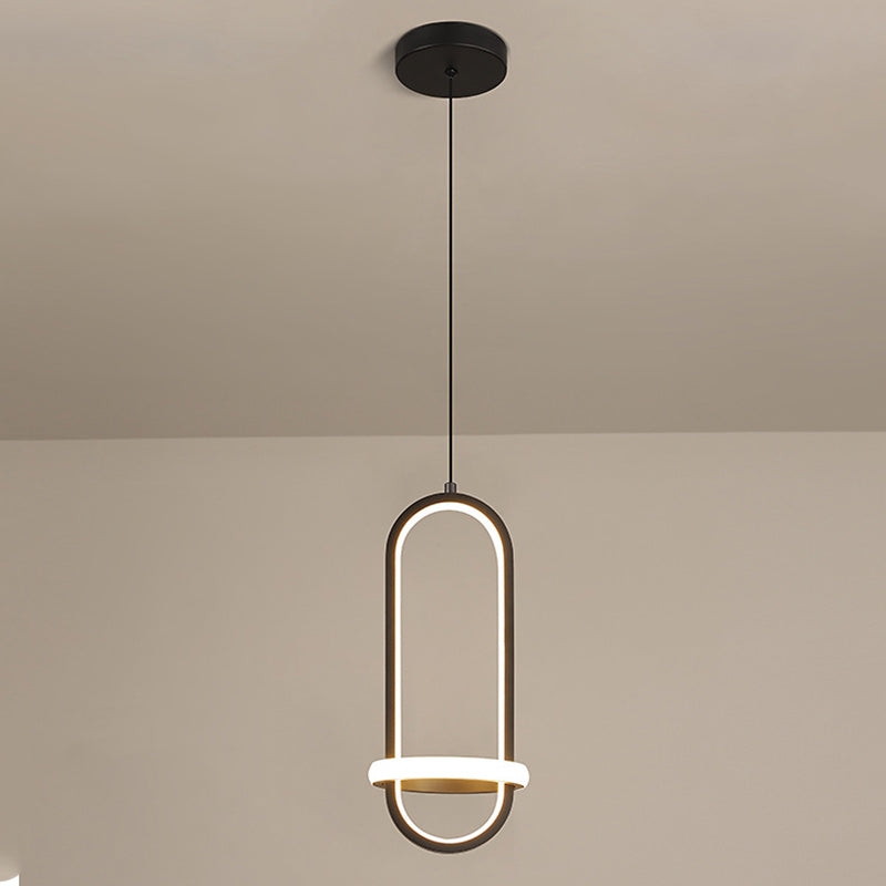 Contemporary Nordic Oval Aluminum Iron Silicone LED Pendant Light For Living Room