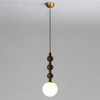 Traditional French Globe Iron Wood Glass 1-Light Pendant Light For Living Room
