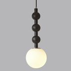 Traditional French Globe Iron Wood Glass 1-Light Pendant Light For Living Room