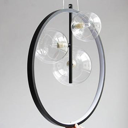 Contemporary Nordic Round Iron Glass 1/3/5-light Pendant Light for Living Room