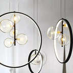 Contemporary Nordic Round Iron Glass 1/3/5-light Pendant Light for Living Room