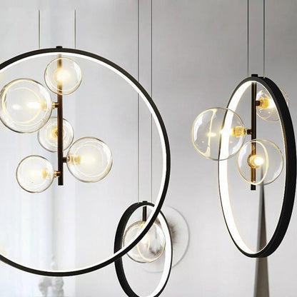 Contemporary Nordic Round Iron Glass 1/3/5-light Pendant Light for Living Room