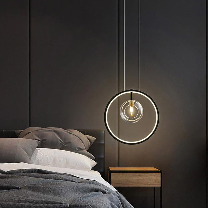 Contemporary Nordic Round Iron Glass 1/3/5-light Pendant Light for Living Room