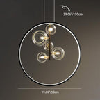 Contemporary Nordic Round Iron Glass 1/3/5-light Pendant Light for Living Room