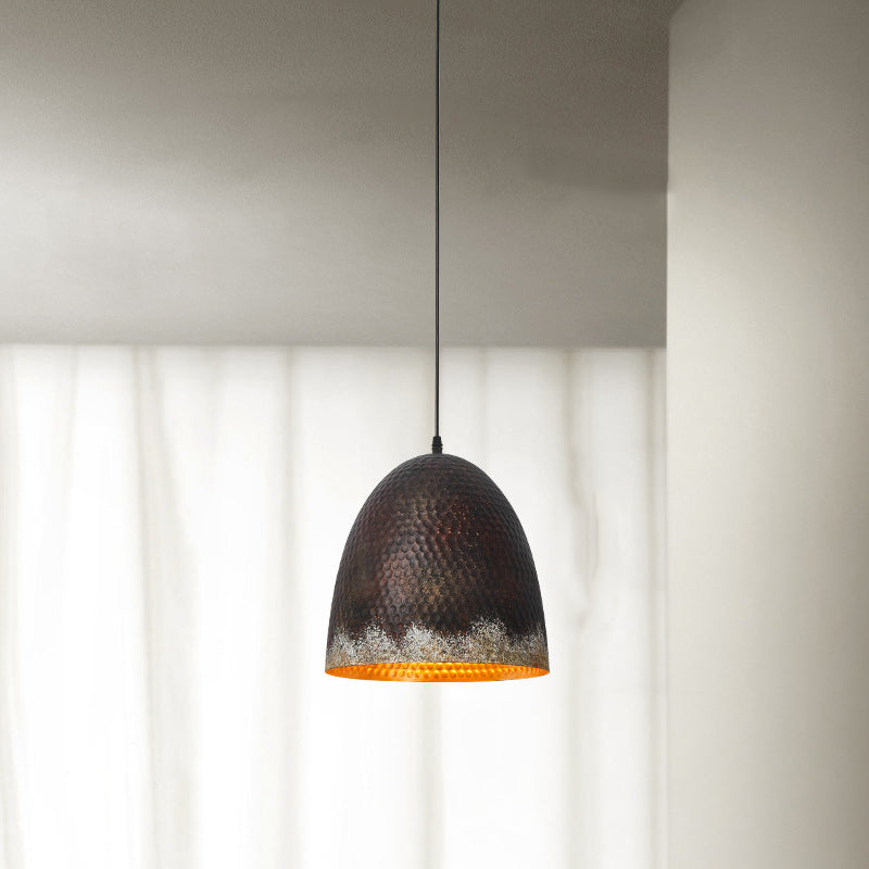 Traditional Japanese Dome Copper 1-Light Pendant Light For Living Room