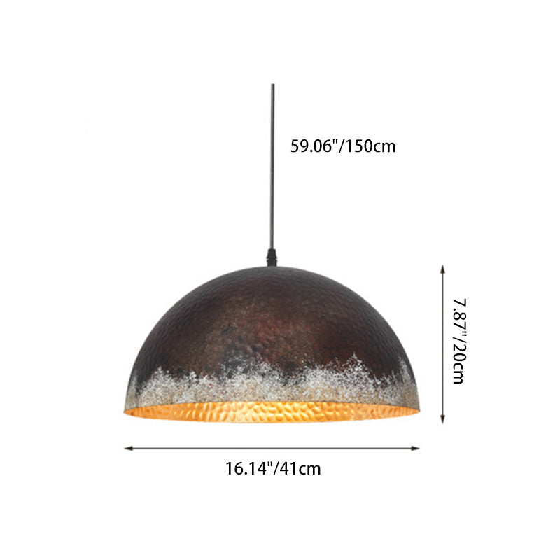 Traditional Japanese Dome Copper 1-Light Pendant Light For Living Room