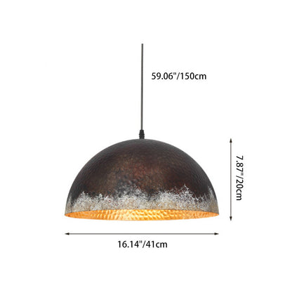 Traditional Japanese Dome Copper 1-Light Pendant Light For Living Room