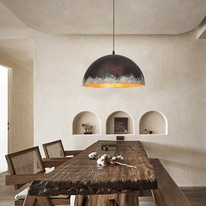Traditional Japanese Dome Copper 1-Light Pendant Light For Living Room