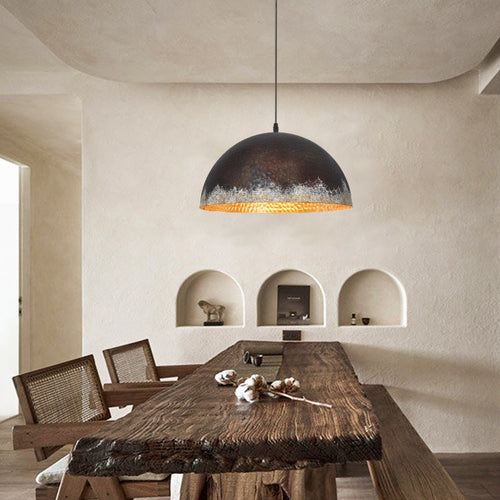 Traditional Japanese Dome Copper 1-Light Pendant Light For Living Room