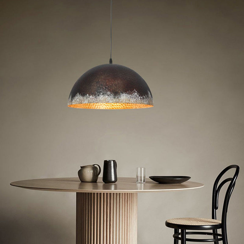 Traditional Japanese Dome Copper 1-Light Pendant Light For Living Room