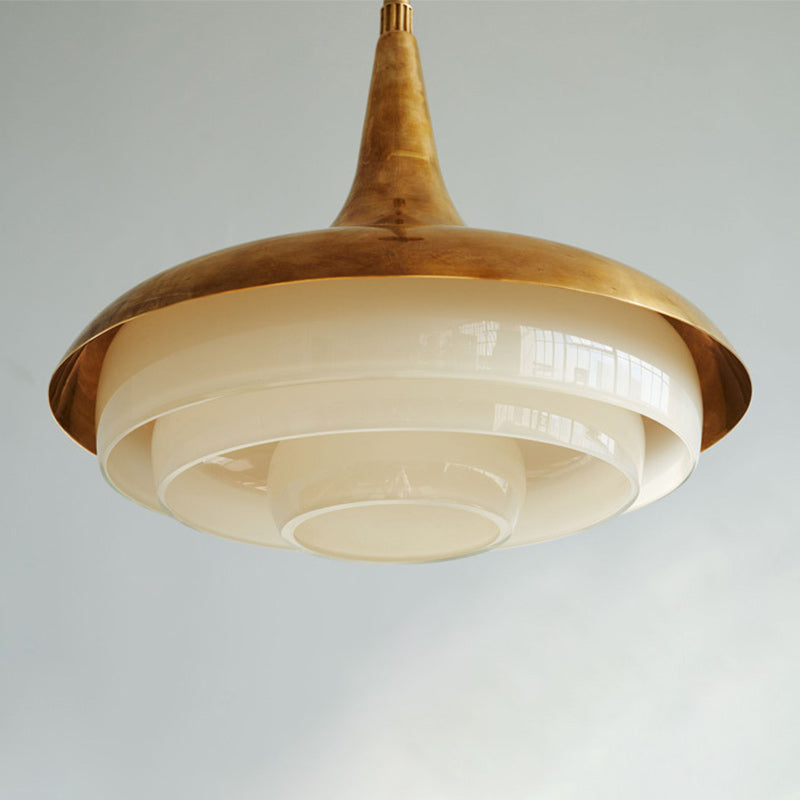 Traditional Vintage Dome Iron Glass 1-Light Pendant Light For Living Room