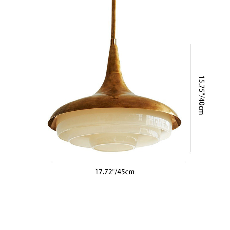 Traditional Vintage Dome Iron Glass 1-Light Pendant Light For Living Room