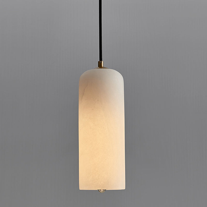 Contemporary Luxury Cylinder Copper Stone 1-light Pendant Light for Living Room