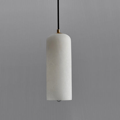 Contemporary Luxury Cylinder Copper Stone 1-light Pendant Light for Living Room