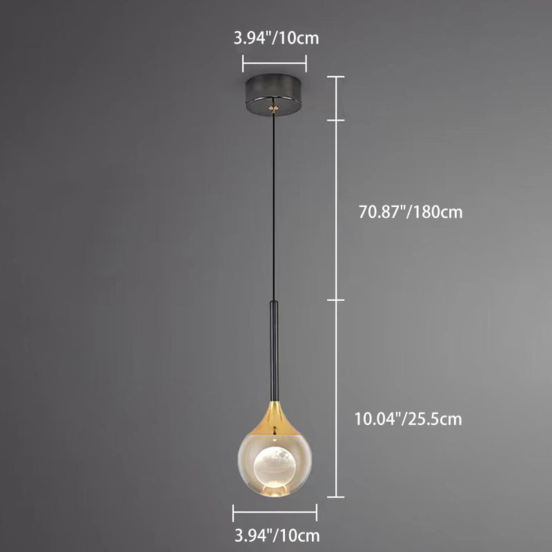 Contemporary Nordic Globe Iron Crystal LED Pendant Light For Living Room