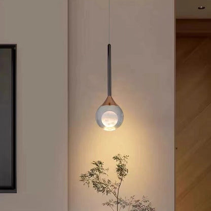 Contemporary Nordic Globe Iron Crystal LED Pendant Light For Living Room
