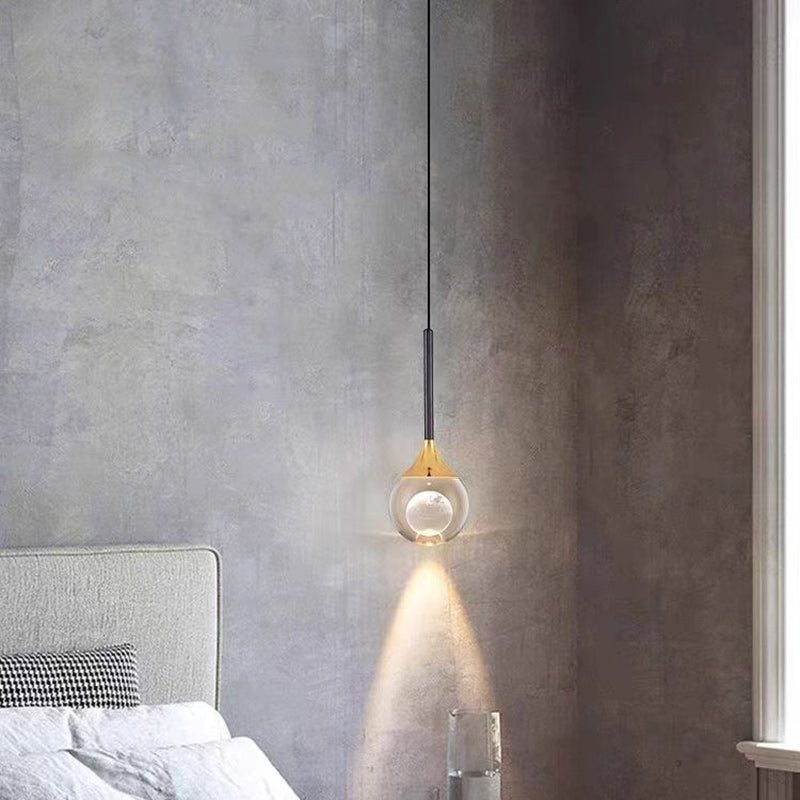 Contemporary Nordic Globe Iron Crystal LED Pendant Light For Living Room