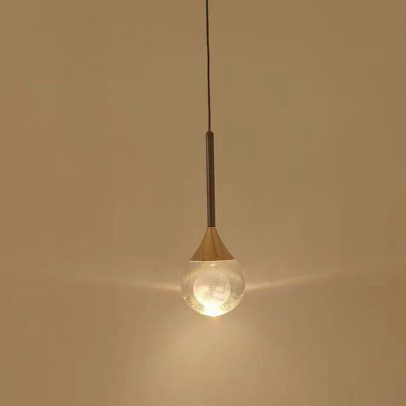 Contemporary Nordic Globe Iron Crystal LED Pendant Light For Living Room