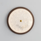 Contemporary Retro Round Wood Resin LED Flush Mount Ceiling Light For Living Room