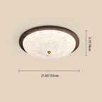 Contemporary Retro Round Wood Resin LED Flush Mount Ceiling Light For Living Room