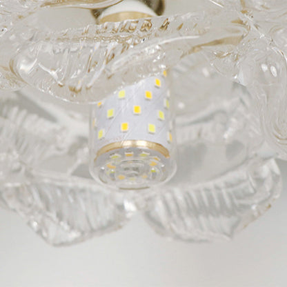 Traditional French Flower Copper Glass 1-light Flush Mount Ceiling Light for Living Room
